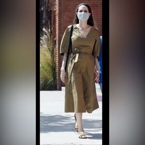 3.1 Phillip Lim Olive/Brown balloon sleeve dress